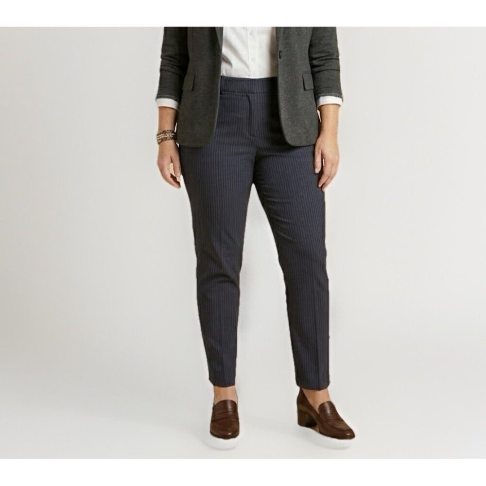NEW Lane Bryant Blue Pinstripe Trousers Pants Plus Size 18 Straight Leg Career